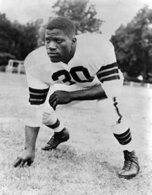 Cleveland Browns all pro middle guard Bill Willis (1946-1952). As big as the centers of his time with sprinter's speed.